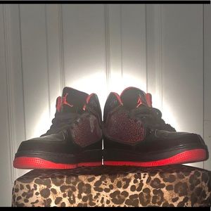 Retro Air Jordan Red Bottoms Black Leather Size 7M